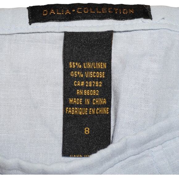 Dalia Collection Light Blue Linen Blend Midi Skirt Size 8 - Picture 7 of 13